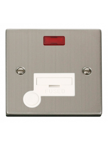 13A Stainless Steel Fused Spur Unit Flex Outlet with Neon VPSS053WH