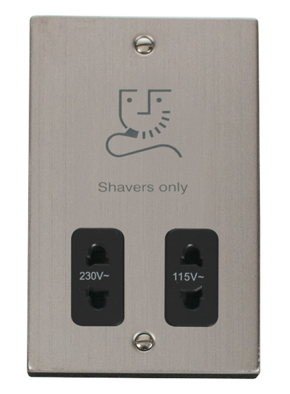 115v/230v Stainless Steel Dual Voltage Shaver Socket VPSS100BK