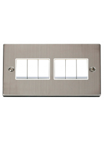 6 Gang 2 Way Stainless Steel 10A Modular Plate Switch VPSS105WH