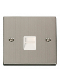 Single Stainless Steel Secondary Telephone Socket (Slave) 1 Gang VPSS125WH