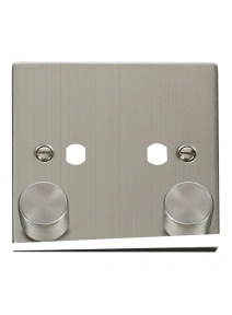 2 Gang Stainless Steel Dimmer Plate &amp; Knob VPSS152PL