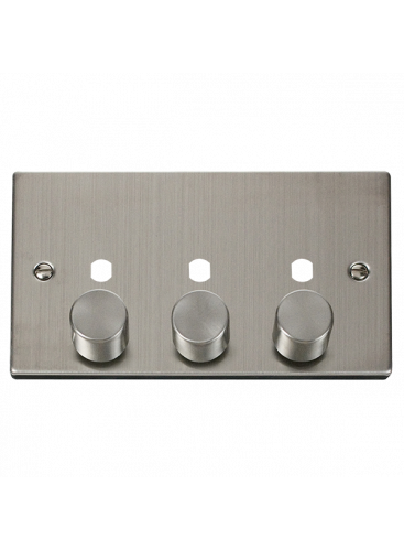 3 Gang Stainless Steel Dimmer Plate with Knobs  VPSS153PL