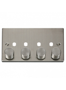 4 Gang Stainless Steel Dimmer Plate with Knobs VPSS154PL