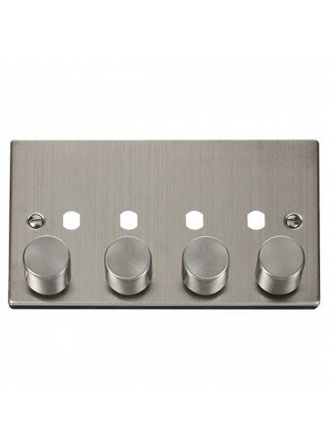 4 Gang Stainless Steel Dimmer Plate with Knobs VPSS154PL