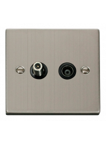 Stainless Steel Isolated Satellite &amp; Co-Axial Socket VPSS157BK