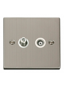 Stainless Steel Isolated Satellite &amp; Co-Axial Socket VPSS157WH