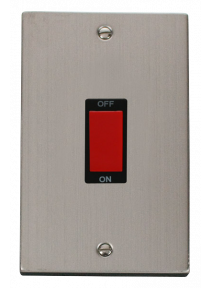 45A 2 Gang Double Pole Stainless Steel Switch VPSS202BK