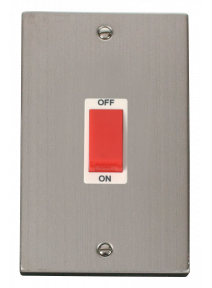 45A 2 Gang Double Pole Stainless Steel Switch VPSS202WH