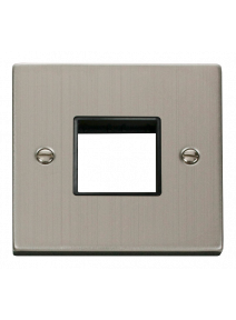 1 Gang Twin Aperture Stainless Steel Grid Switch Front Plate VPSS402BK