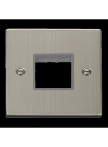 1 Gang Twin Aperture Stainless Steel Grid Switch Front Plate VPSS402GY