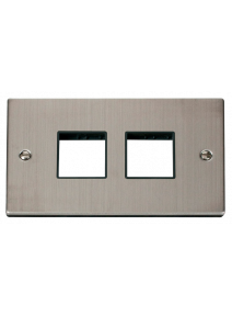 2 Gang Stainless Steel Grid Switch Plate 2+2 Aperture VPSS404BK