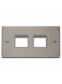 2 Gang Stainless Steel Grid Switch Plate 2+2 Aperture VPSS404GY