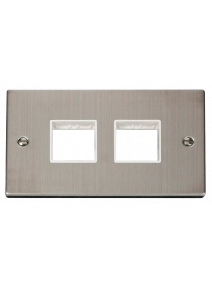 2 Gang Stainless Steel Grid Switch Plate 2+2 Aperture VPSS404WH