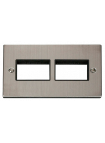 2 Gang Stainless Steel Grid Switch Plate 3+3 Aperture VPSS406BK