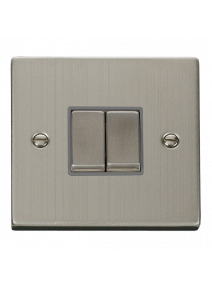 2 Gang 2 Way 10A Stainless Steel Plate Switch VPSS412GY