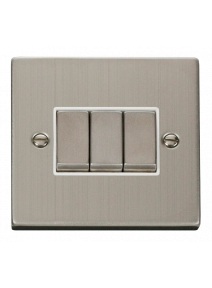 3 Gang 2 Way 10A Stainless Steel Plate Switch VPSS413WH