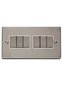 6 Gang 2 Way 10A Stainless Steel Plate Switch VPSS416WH
