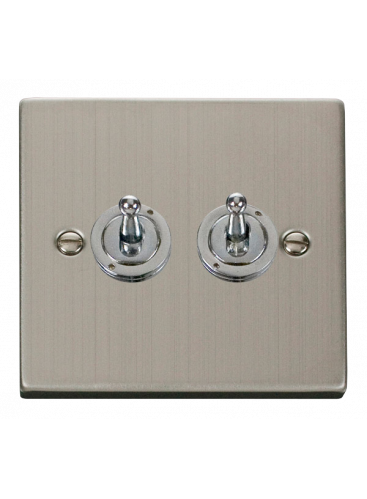 2 Gang 2 Way 10A Stainless Steel Toggle Switch VPSS422