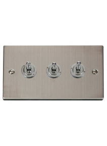 3 Gang 2 Way 10A Stainless Steel Toggle Switch VPSS423
