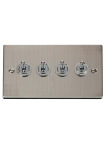 4 Gang 2 Way 10A Stainless Steel Toggle Switch VPSS424