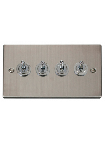 4 Gang 2 Way 10A Stainless Steel Toggle Switch VPSS424
