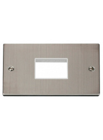 2 Gang 3 Inline Aperture Stainless Steel Grid Switch Plate VPSS432WH