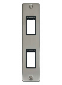 2 Gang Twin Stainless Steel Architrave Grid Switch Plate VPSS472BK