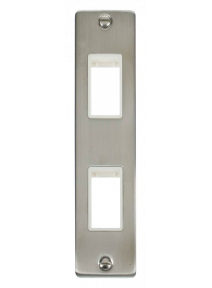 2 Gang Twin Stainless Steel Architrave Grid Switch Plate VPSS472WH