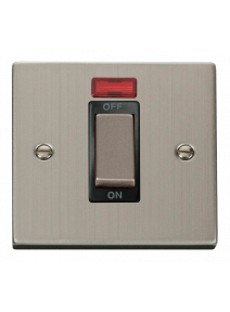 1 Gang 45A Double Pole Stainless Steel Switch with Neon VPSS501BK