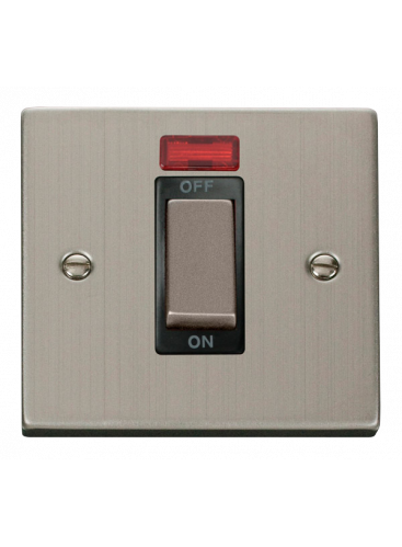1 Gang 45A Double Pole Stainless Steel Switch with Neon VPSS501BK