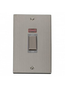 2 Gang 45A Double Pole Stainless Steel Switch with Neon VPSS503GY