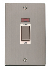 2 Gang 45A Double Pole Stainless Steel Switch with Neon VPSS503WH