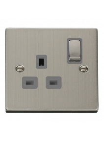 1 Gang Double Pole 13A Stainless Steel Switched Socket VPSS535GY