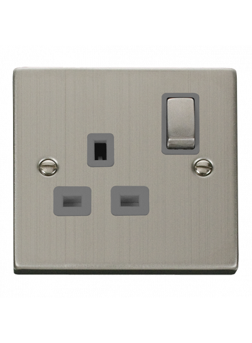 1 Gang Double Pole 13A Stainless Steel Switched Socket VPSS535GY