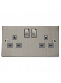 2 Gang Double Pole 13A Stainless Steel Switched Socket VPSS536GY