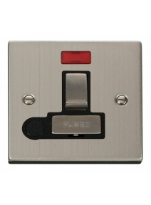 13A Stainless Steel Switched Fused Spur Unit with Flex Out &amp; Neon VPSS552BK