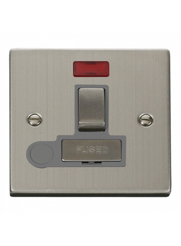 13A Stainless Steel Switched Fused Spur Unit with Flex Out &amp; Neon VPSS552GY