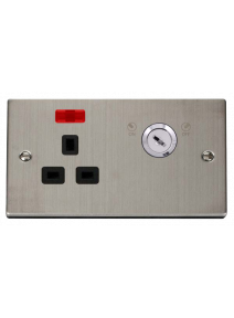 1 Gang Lockable 13A Switched Double Plate Socket with Neon VPSS655BK