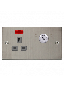 1 Gang Lockable 13A Switched Double Plate Socket with Neon VPSS655GY