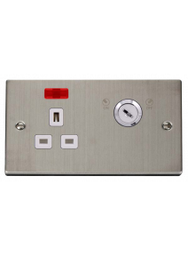 1 Gang Lockable 13A Switched Double Plate Socket with Neon VPSS655WH