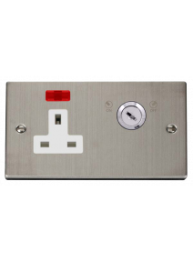 1 Gang Lockable Stainless Steel 13A Double Plate Switched Socket with Neon VPSS675WH