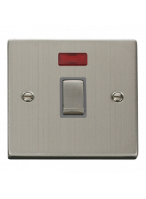 1 Gang 20A Double Pole Stainless Steel Switch with Neon VPSS723GY