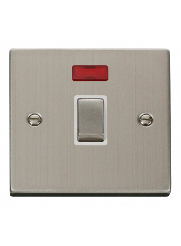 1 Gang 20A Double Pole Stainless Steel Switch with Neon VPSS723WH