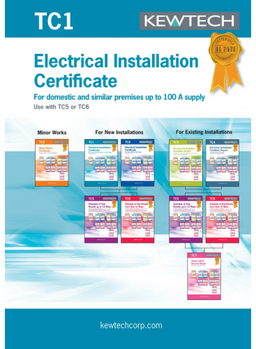 TC1 New Electrical Installation Certificate for up to 100A Supply