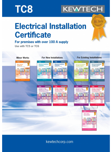 TC8 New Electrical Installation Certificate for Supplies over 100A