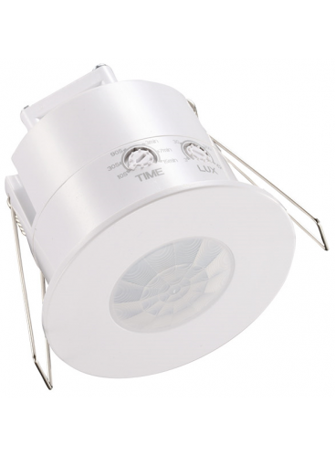 White Recessed Low Profile 360° PIR Sensor with Manual Override