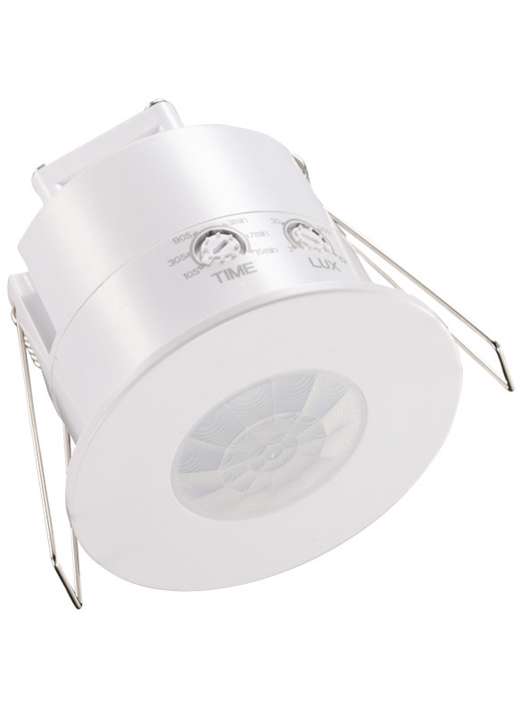 White Recessed Low Profile 360° PIR Sensor with Manual Override